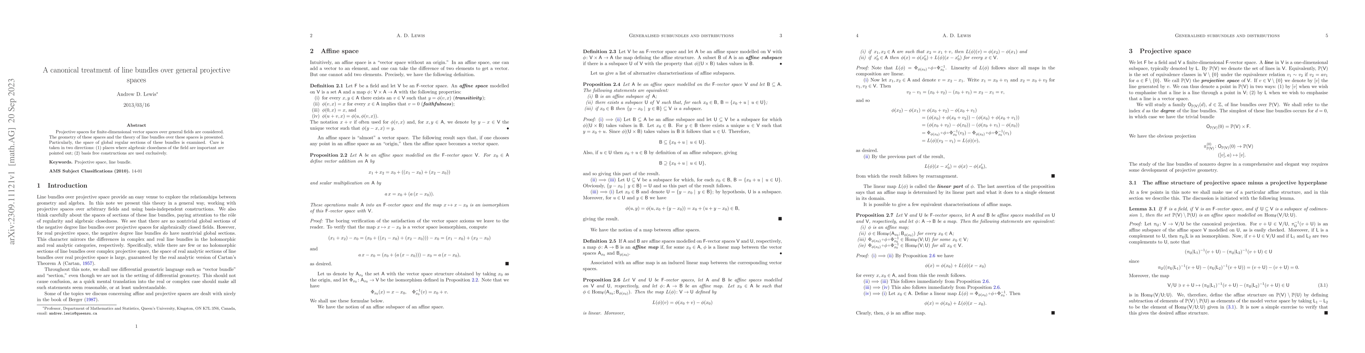 Thumbnail for A canonical treatment of line bundles over general projective spaces