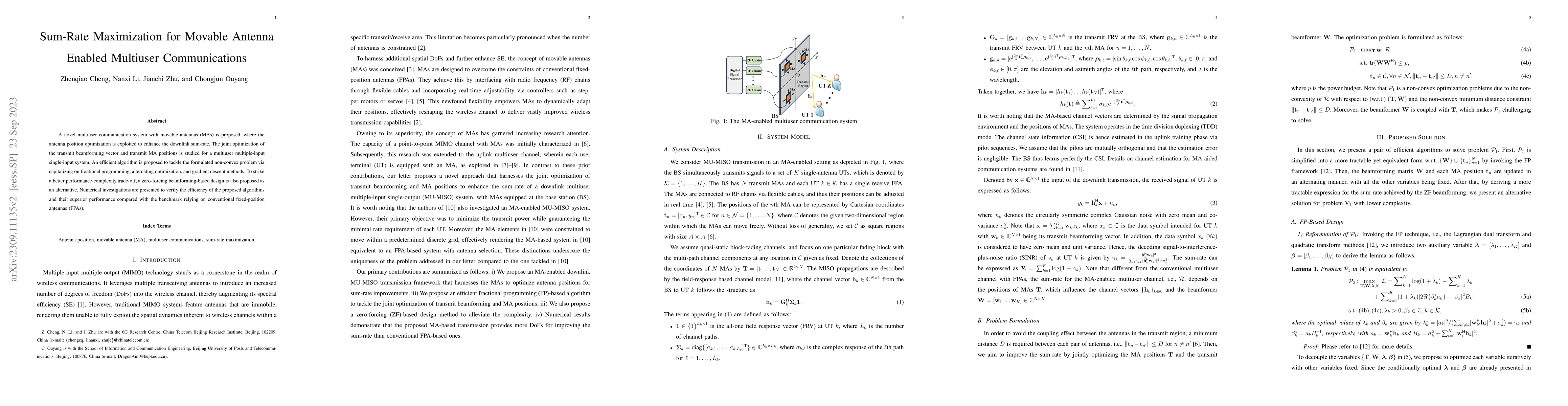 Thumbnail for Sum-Rate Maximization for Movable Antenna Enabled Multiuser
  Communications