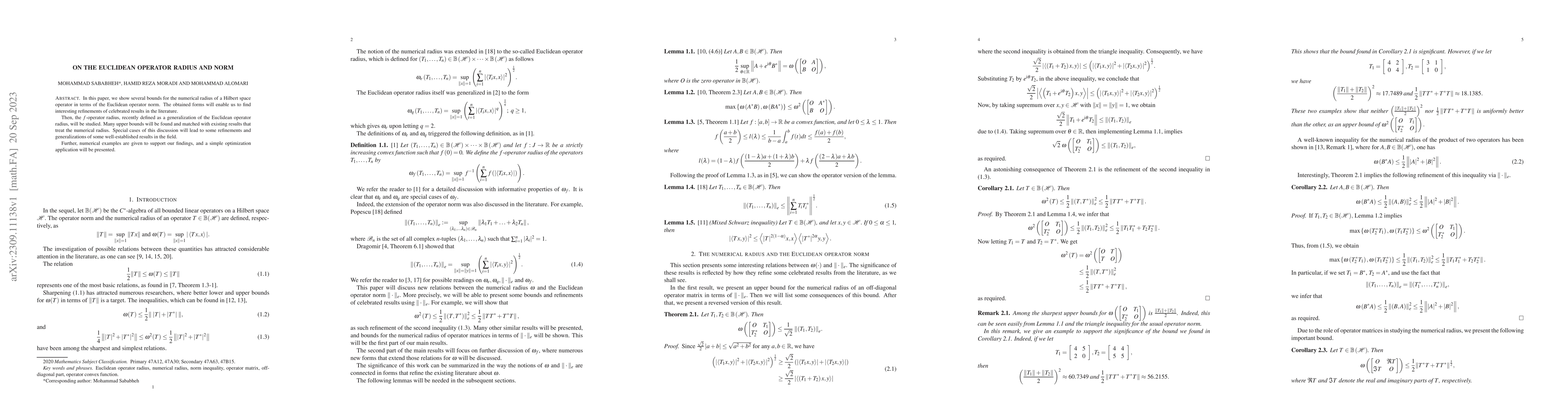 Thumbnail for On the Euclidean operator radius and norm