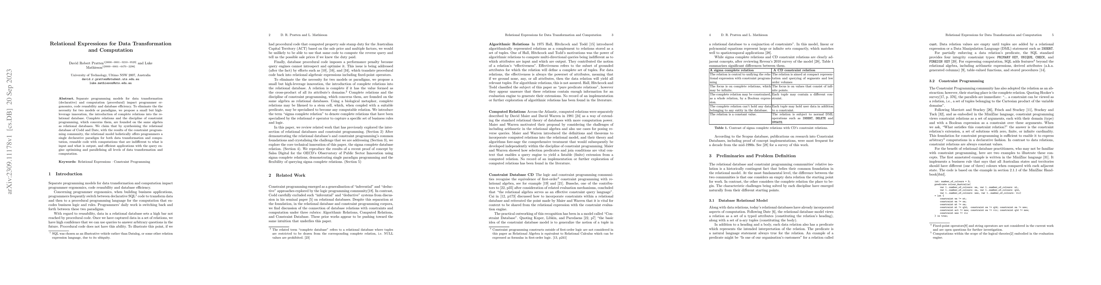 Thumbnail for Relational Expressions for Data Transformation and Computation