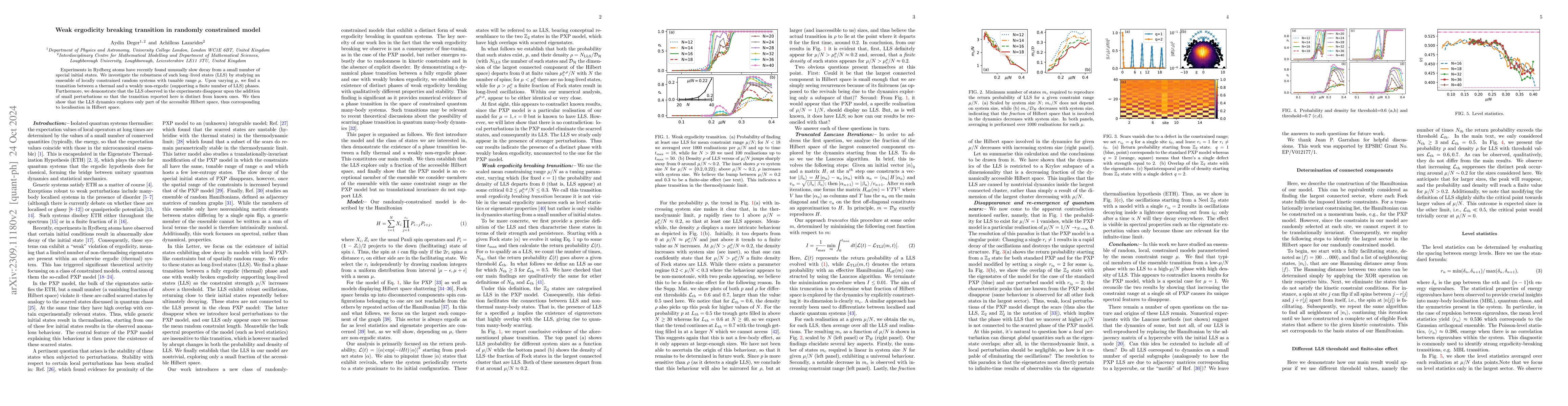 Thumbnail for Weak ergodicity breaking transition in randomly constrained model