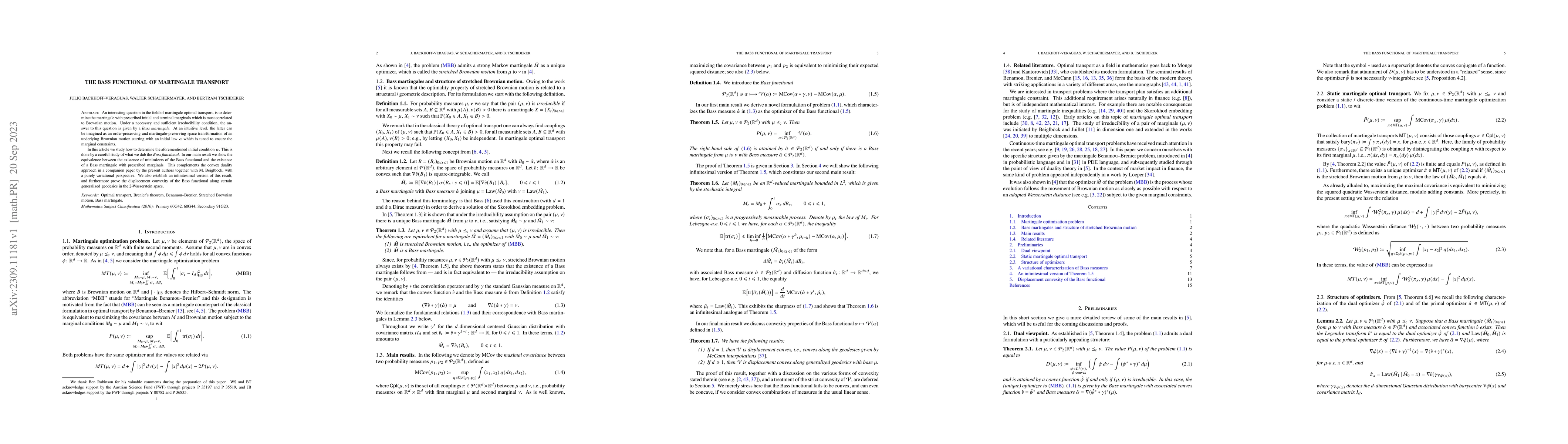 Thumbnail for The Bass functional of martingale transport