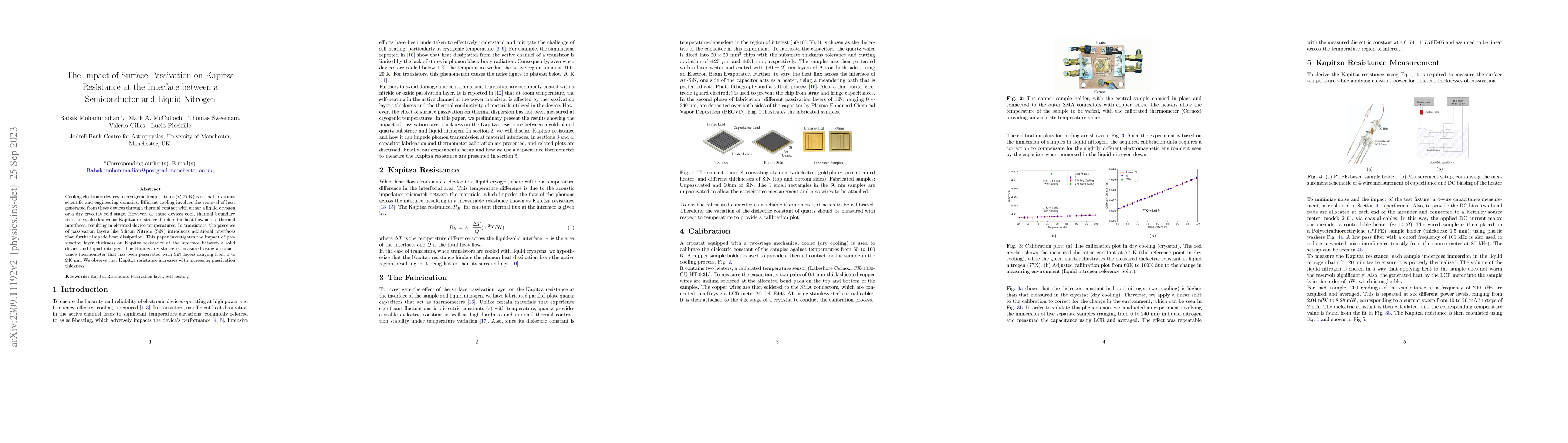 Thumbnail for The Impact of Surface Passivation on Kapitza Resistance at the Interface
  between a Semiconductor and Liquid Nitrogen