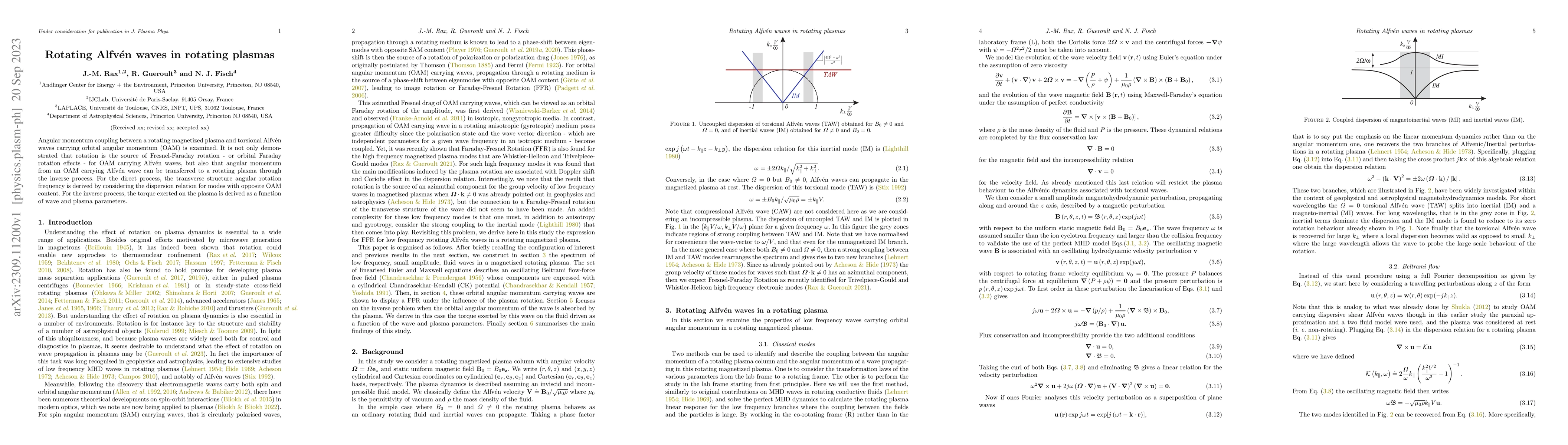 Thumbnail for Rotating Alfv\'en waves in rotating plasmas