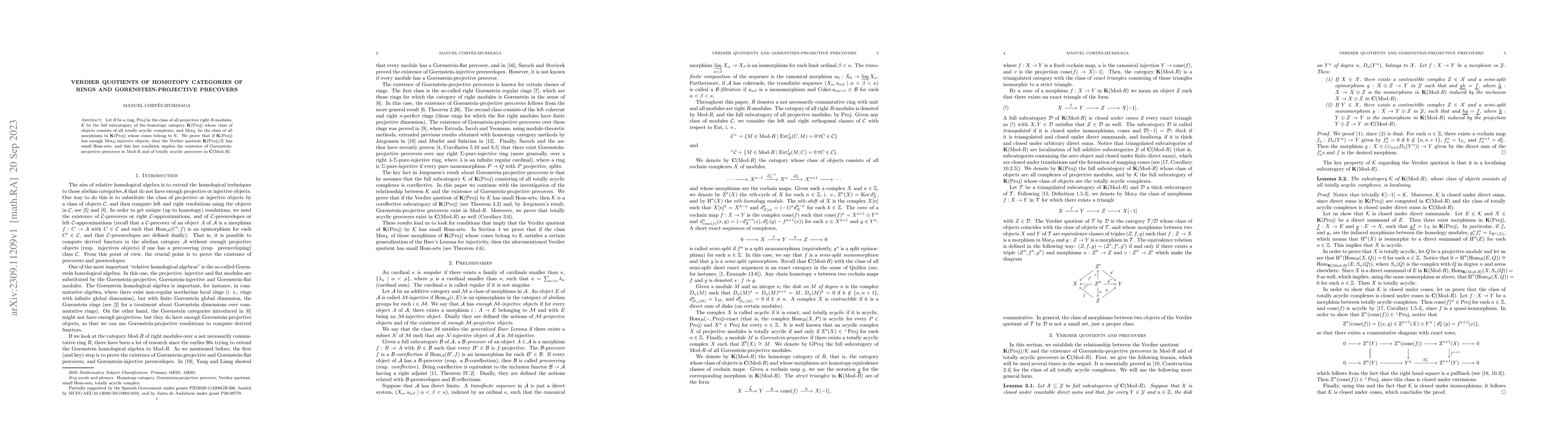 Thumbnail for Verdier quotients of homotopy categories of rings and
  Gorenstein-projective precovers