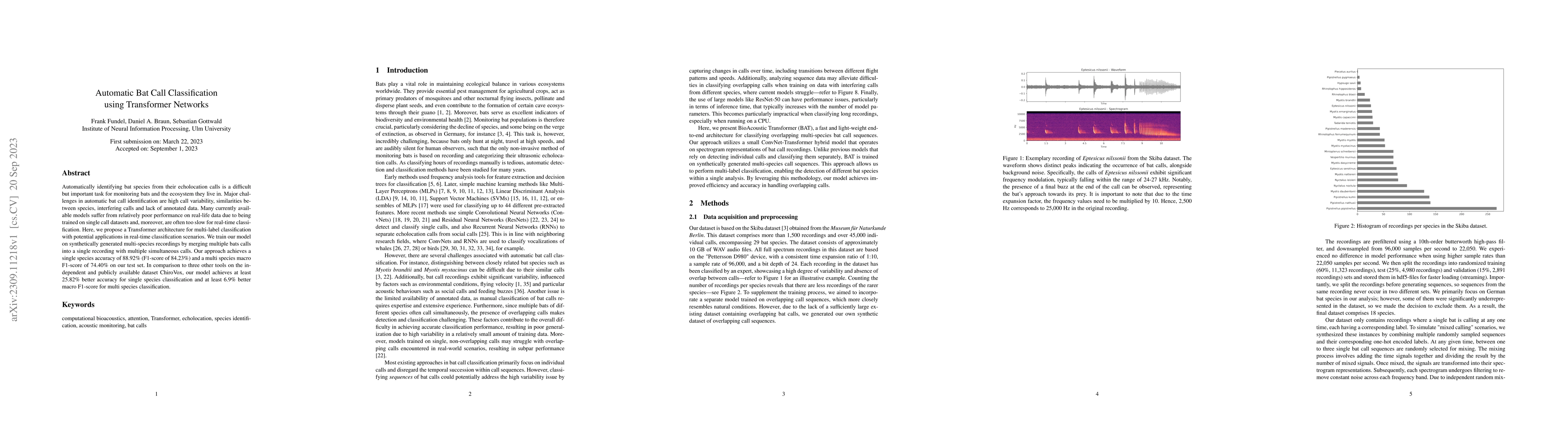Thumbnail for Automatic Bat Call Classification using Transformer Networks