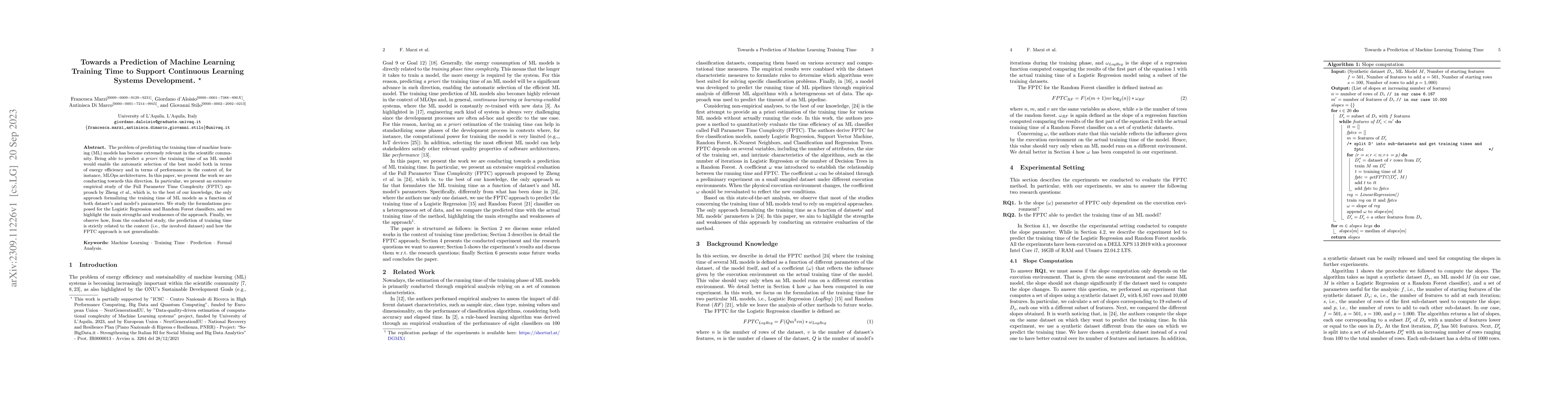 Thumbnail for Towards a Prediction of Machine Learning Training Time to Support
  Continuous Learning Systems Development