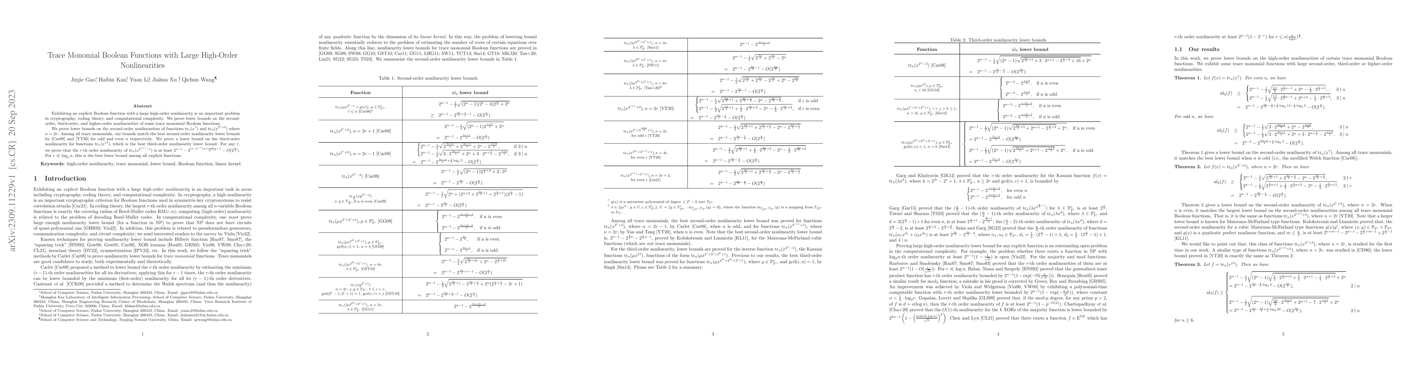 Thumbnail for Trace Monomial Boolean Functions with Large High-Order Nonlinearities
