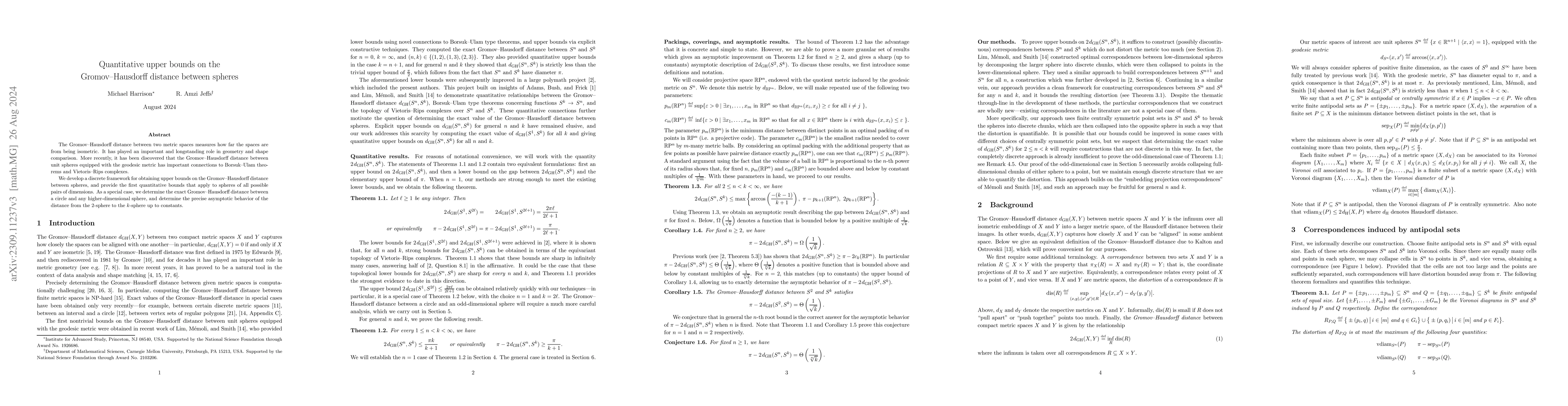 Thumbnail for Quantitative upper bounds on the Gromov-Hausdorff distance between
  spheres