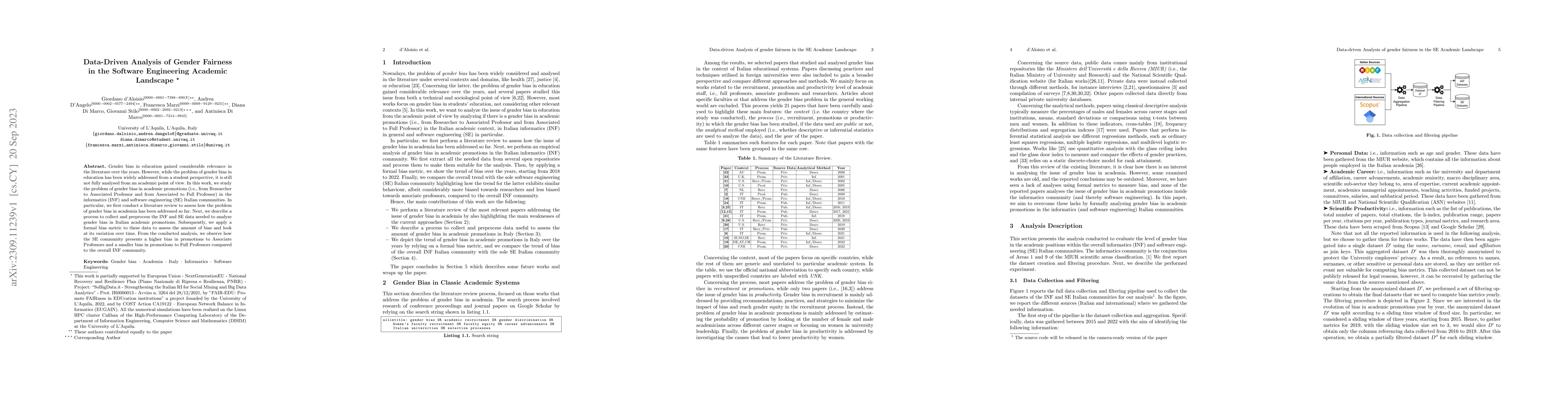 Thumbnail for Data-Driven Analysis of Gender Fairness in the Software Engineering
  Academic Landscape