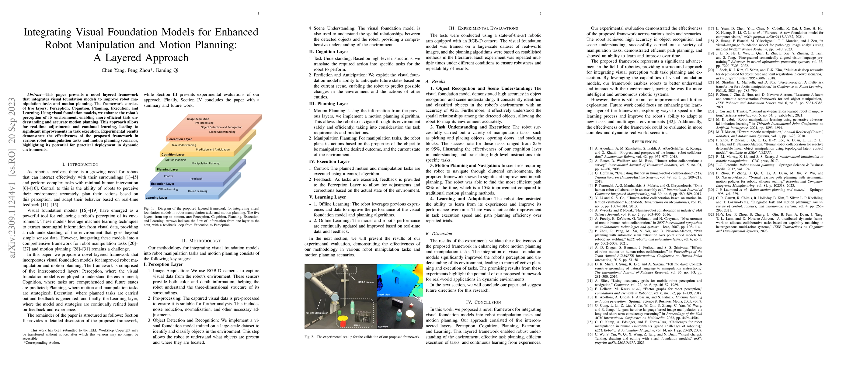 Thumbnail for Integrating Visual Foundation Models for Enhanced Robot Manipulation and
  Motion Planning: A Layered Approach