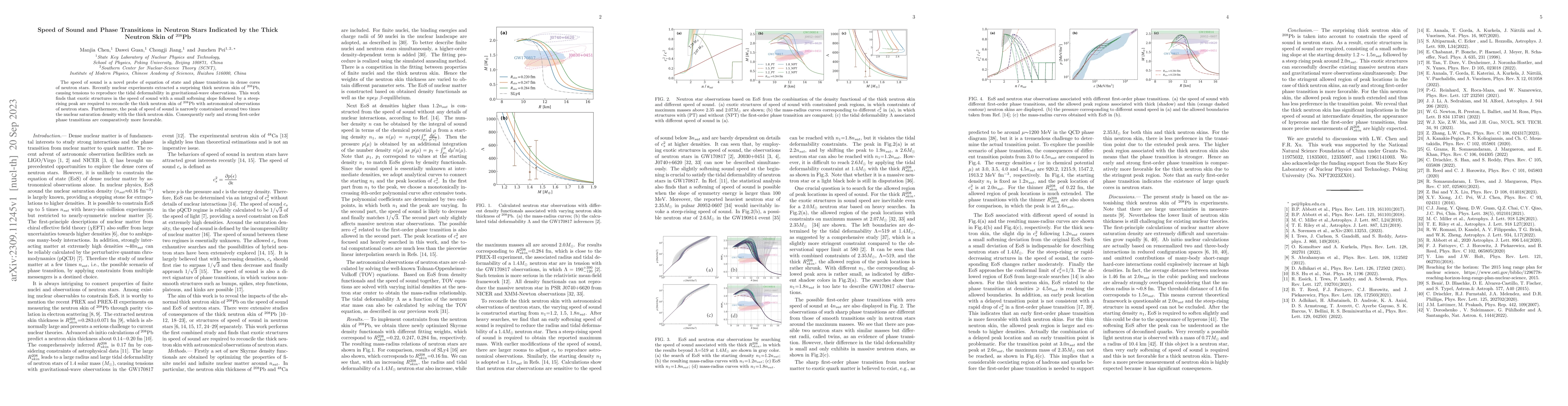Thumbnail for Speed of Sound and Phase Transitions in Neutron Stars Indicated by the
  Thick Neutron Skin of $^{208}$Pb