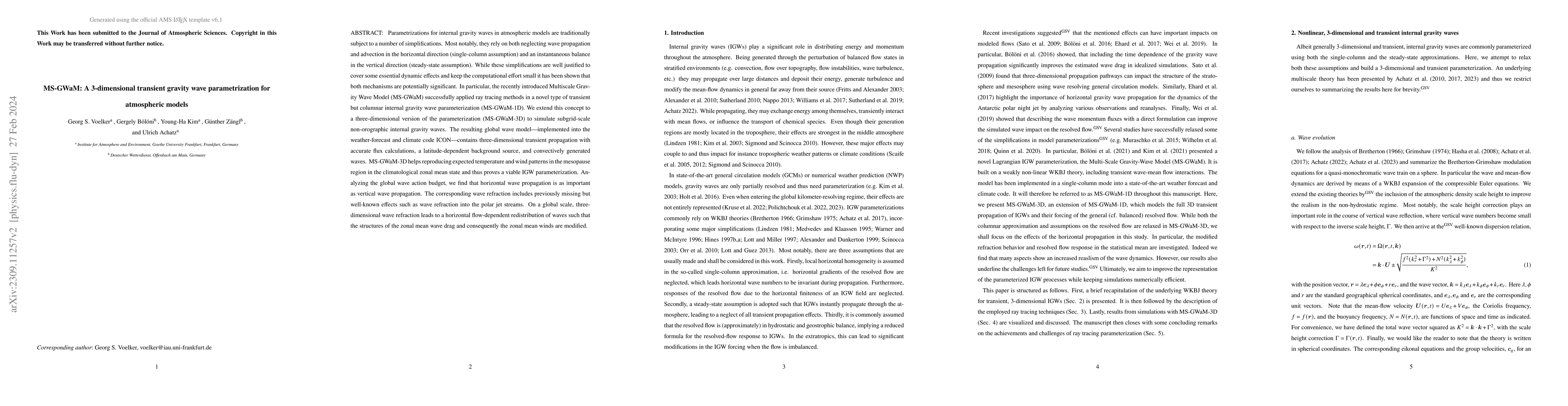 Thumbnail for MS-GWaM: A 3-dimensional transient gravity wave parametrization for
  atmospheric models