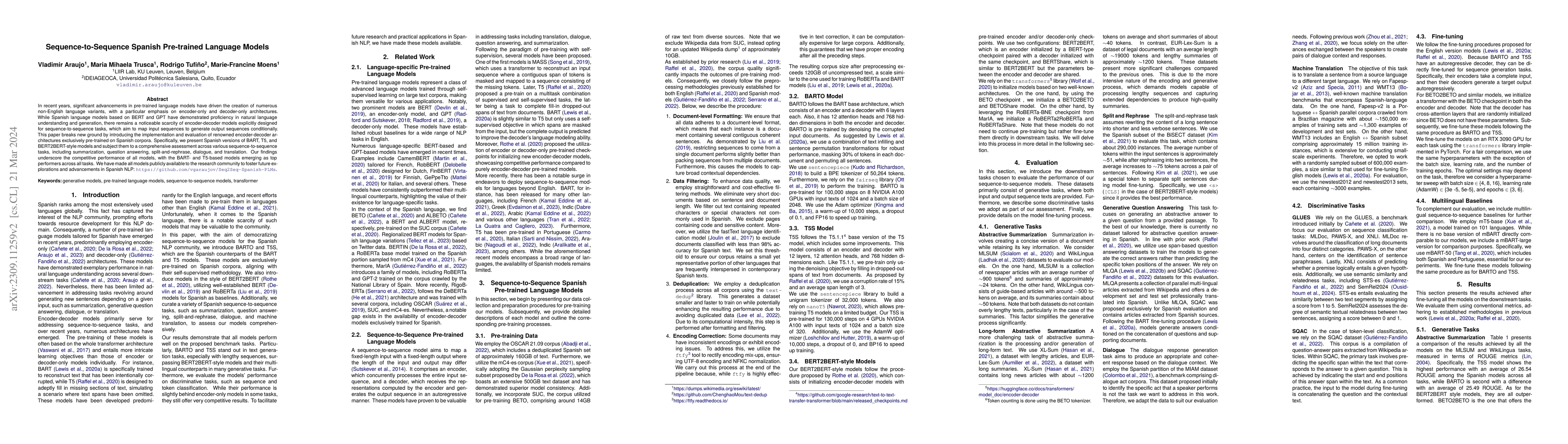 Thumbnail for Sequence-to-Sequence Spanish Pre-trained Language Models