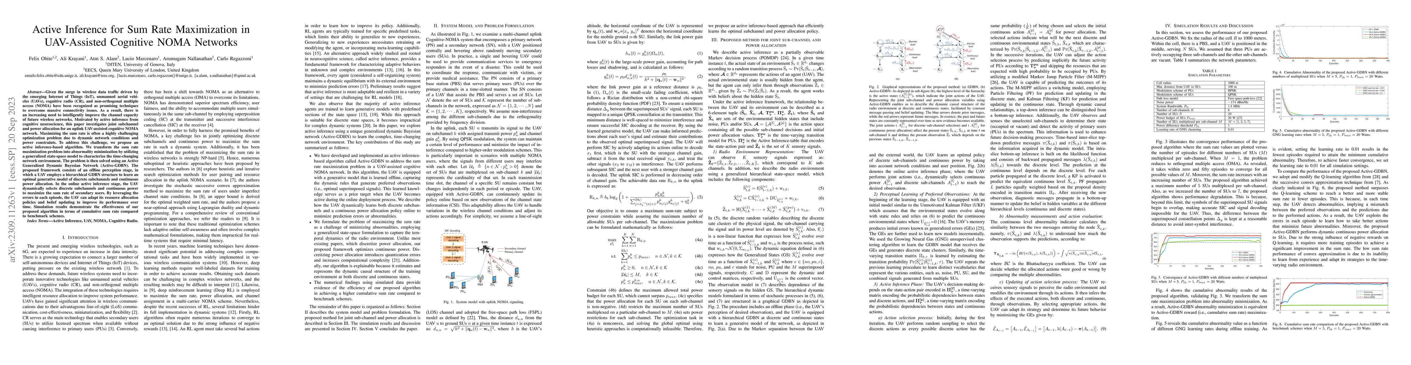 Thumbnail for Active Inference for Sum Rate Maximization in UAV-Assisted Cognitive
  NOMA Networks