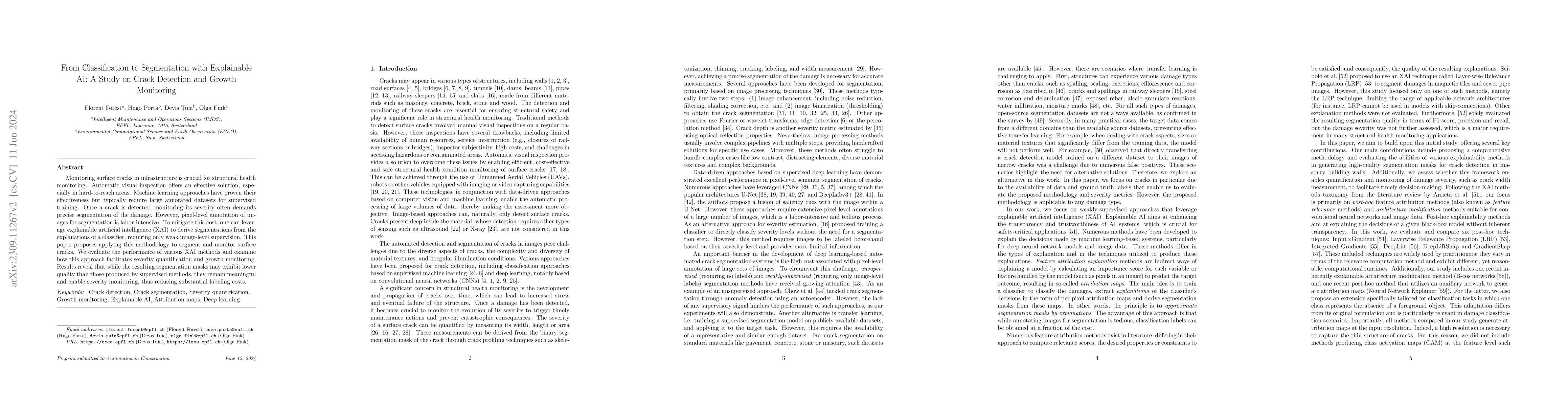 Thumbnail for From Classification to Segmentation with Explainable AI: A Study on
  Crack Detection and Growth Monitoring