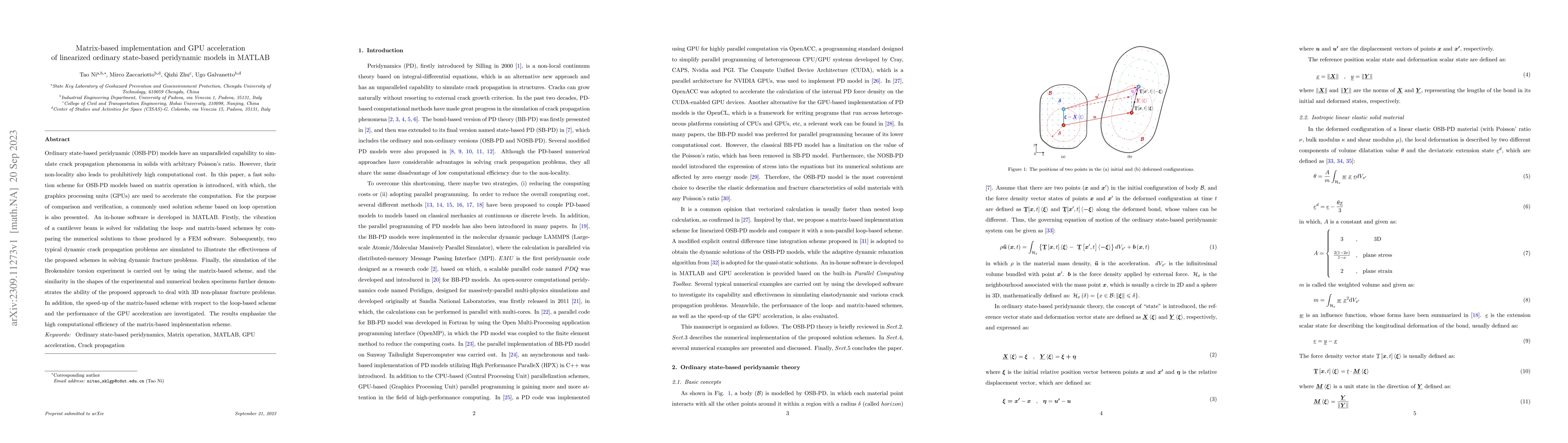 Thumbnail for Matrix-based implementation and GPU acceleration of linearized ordinary
  state-based peridynamic models in MATLAB