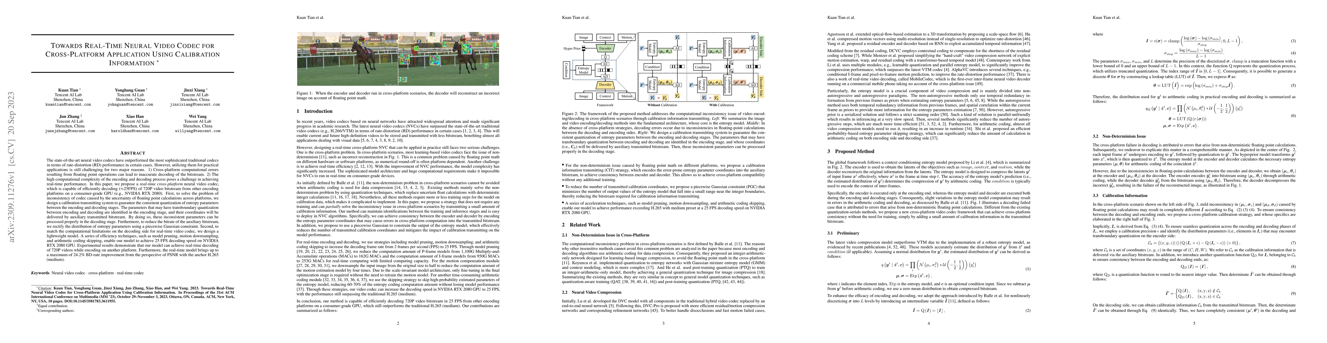 Thumbnail for Towards Real-Time Neural Video Codec for Cross-Platform Application
  Using Calibration Information