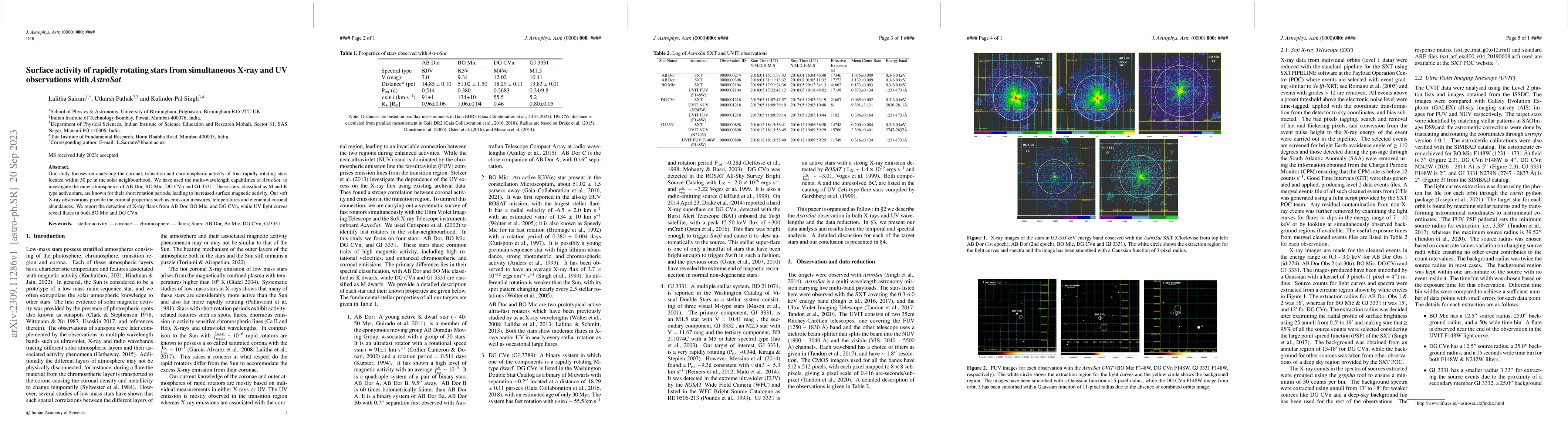 Thumbnail for Surface activity of rapidly rotating stars from simultaneous X-ray and
  UV observations with AstroSat