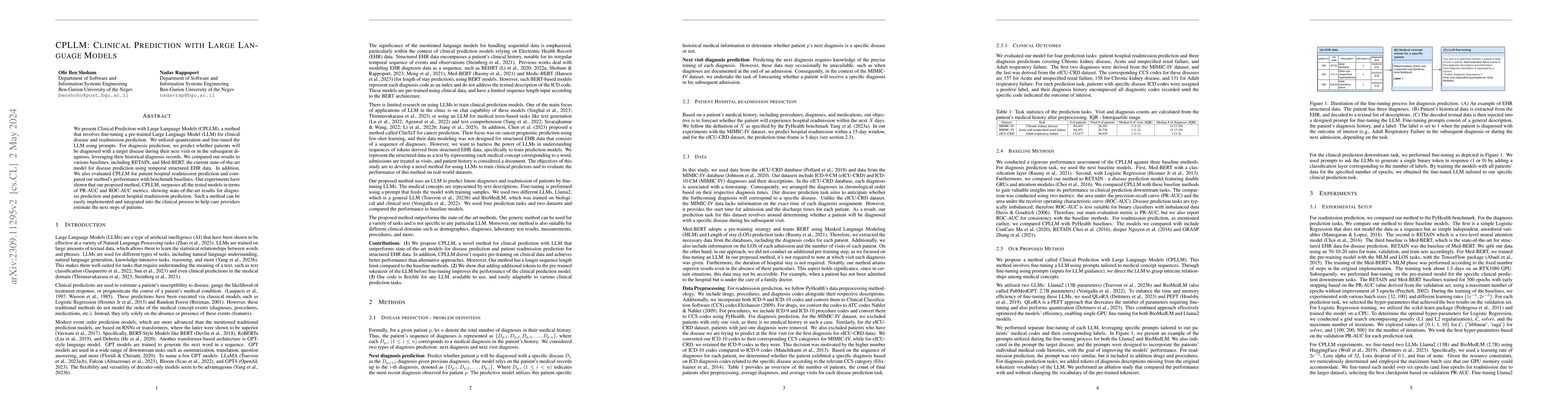 Thumbnail for CPLLM: Clinical Prediction with Large Language Models