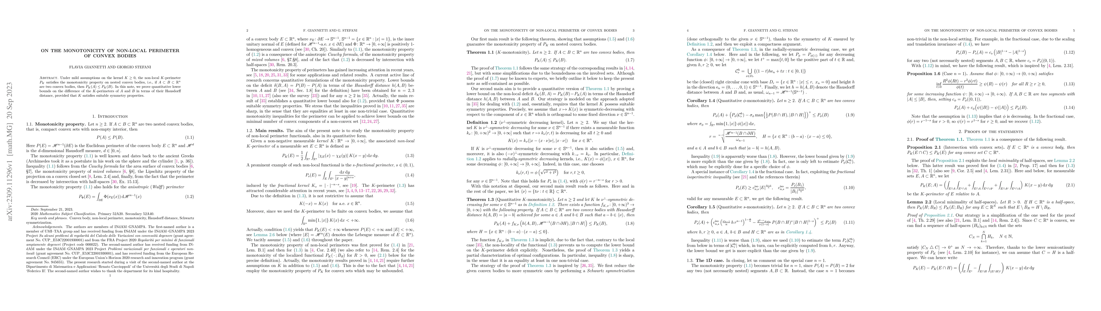 Thumbnail for On the monotonicity of non-local perimeter of convex bodies