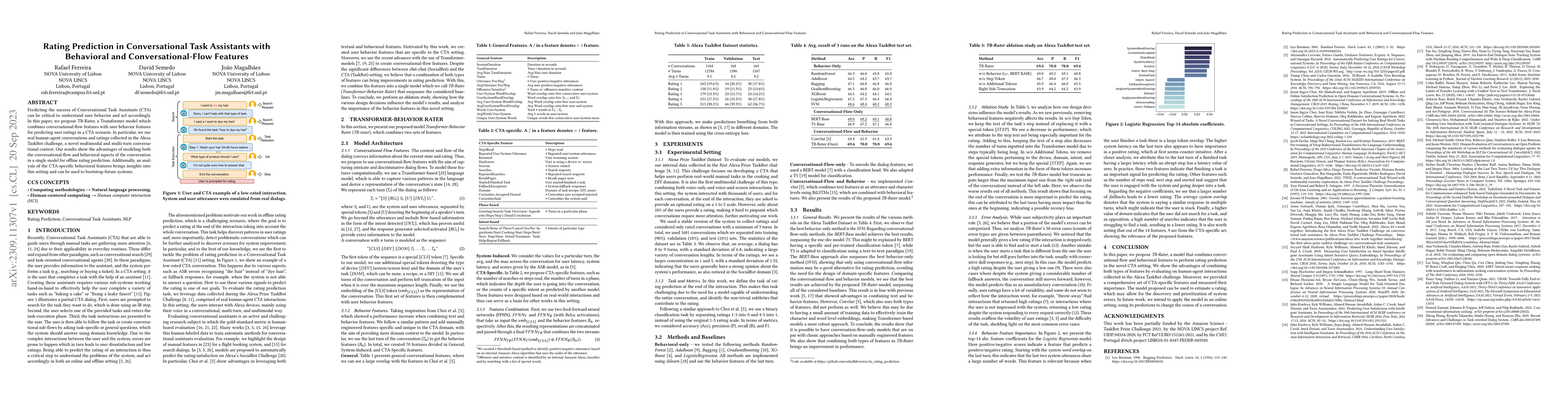Thumbnail for Rating Prediction in Conversational Task Assistants with Behavioral and
  Conversational-Flow Features