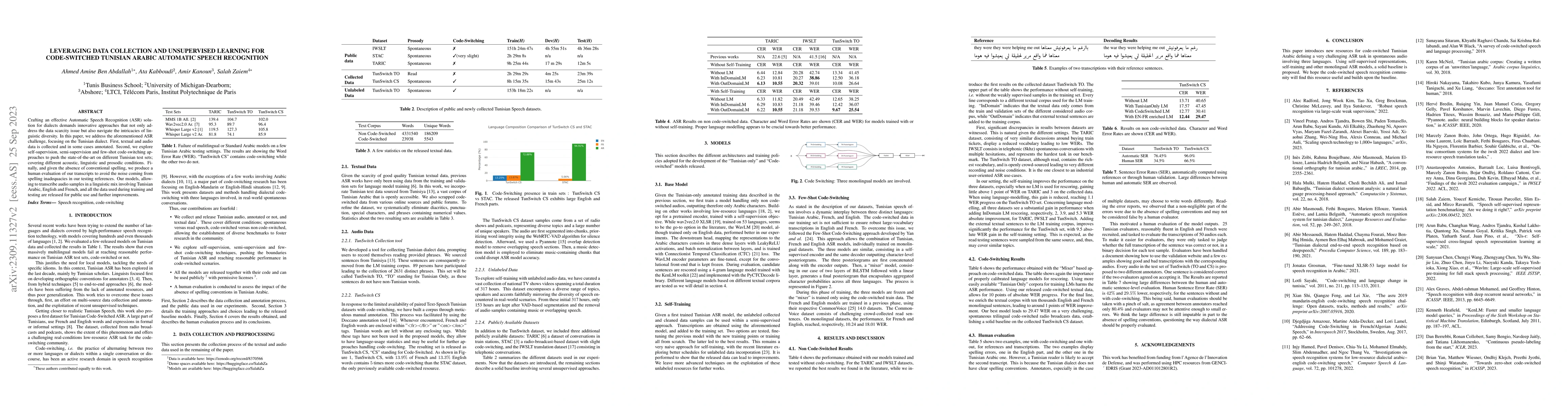 Thumbnail for Leveraging Data Collection and Unsupervised Learning for Code-switched
  Tunisian Arabic Automatic Speech Recognition