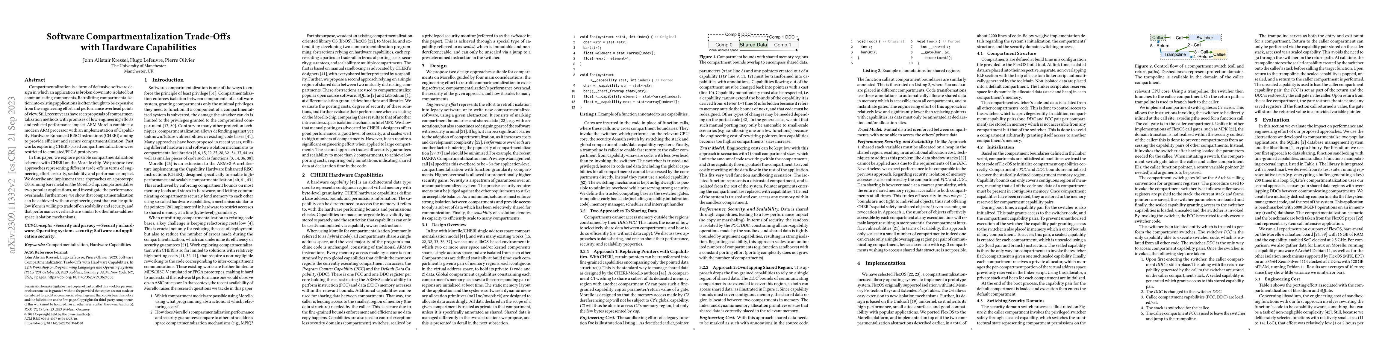 Thumbnail for Software Compartmentalization Trade-Offs with Hardware Capabilities