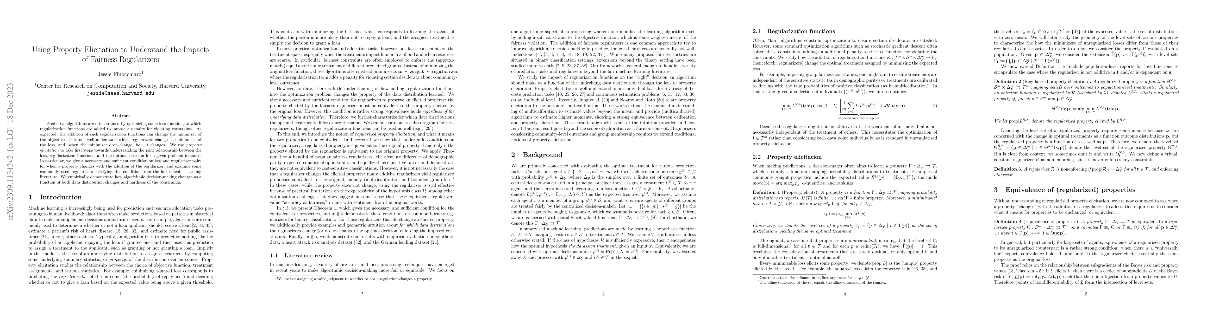 Thumbnail for Using Property Elicitation to Understand the Impacts of Fairness
  Regularizers