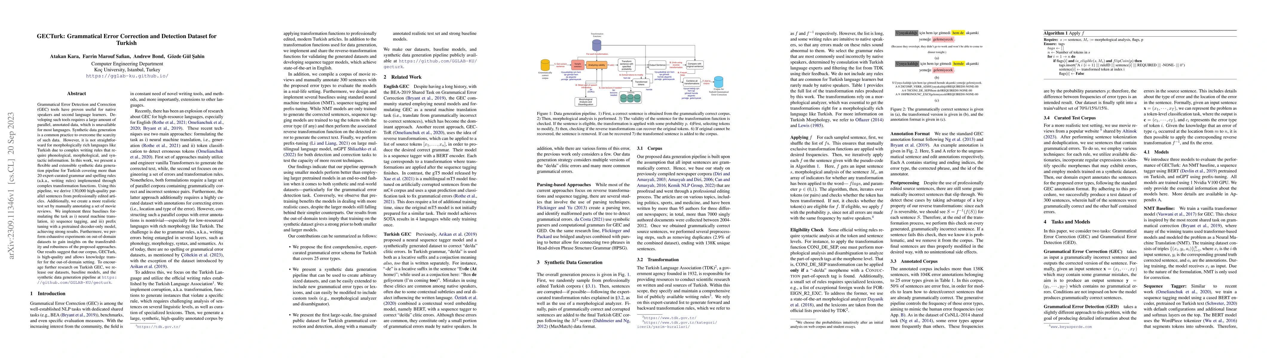 Thumbnail for GECTurk: Grammatical Error Correction and Detection Dataset for Turkish