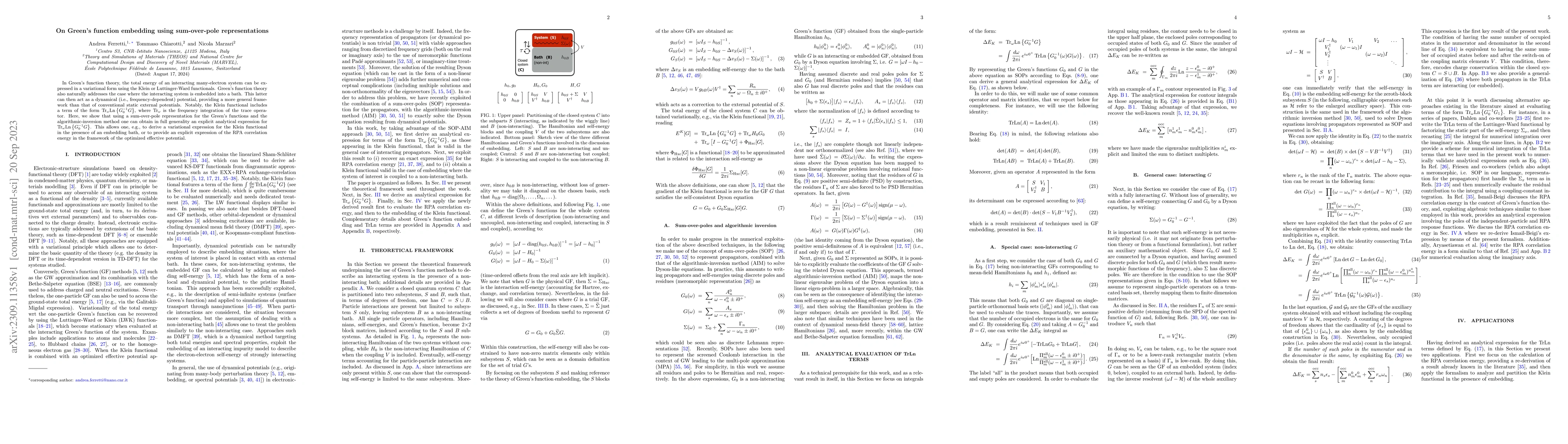 Thumbnail for On Green's function embedding using sum-over-pole representations