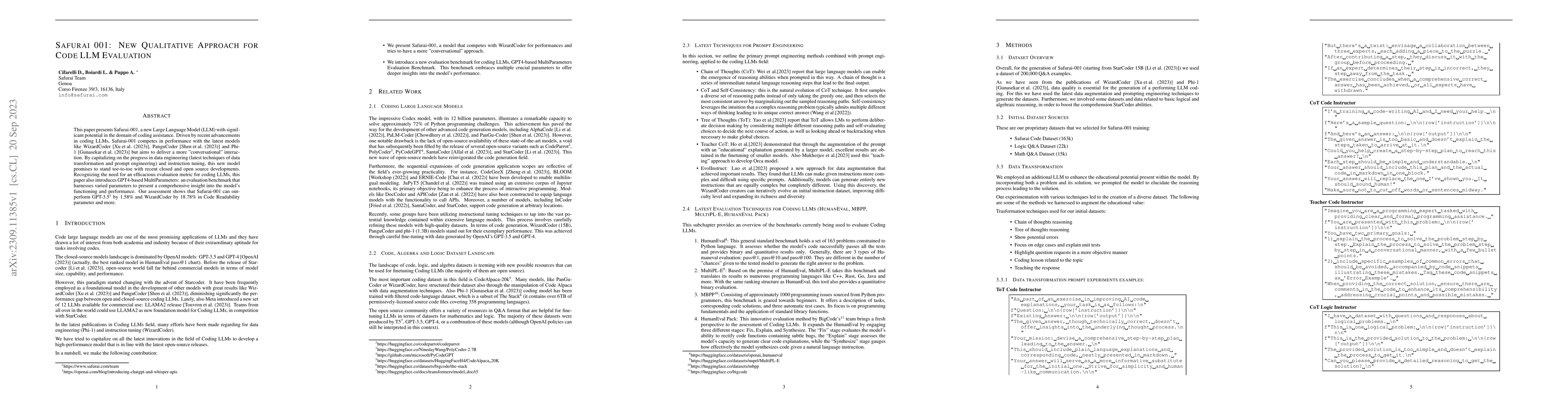 Thumbnail for Safurai 001: New Qualitative Approach for Code LLM Evaluation