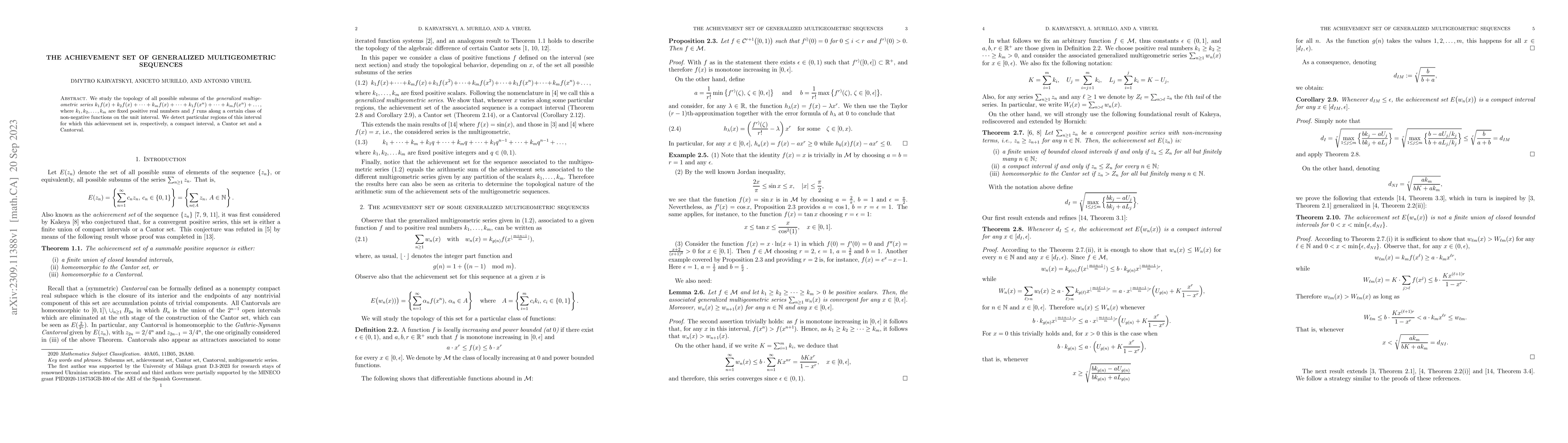 Thumbnail for The achievement set of generalized multigeometric sequences