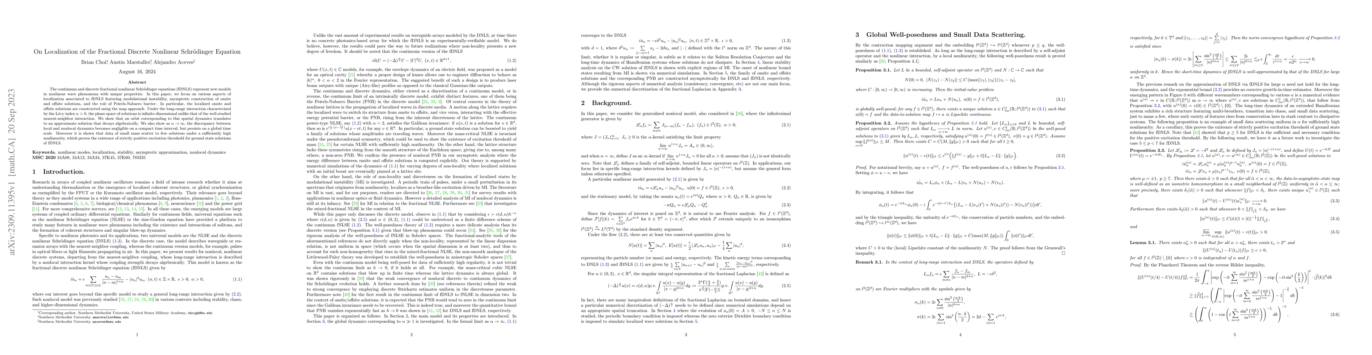 Thumbnail for On Localization of the Fractional Discrete Nonlinear Schr\"odinger
  Equation