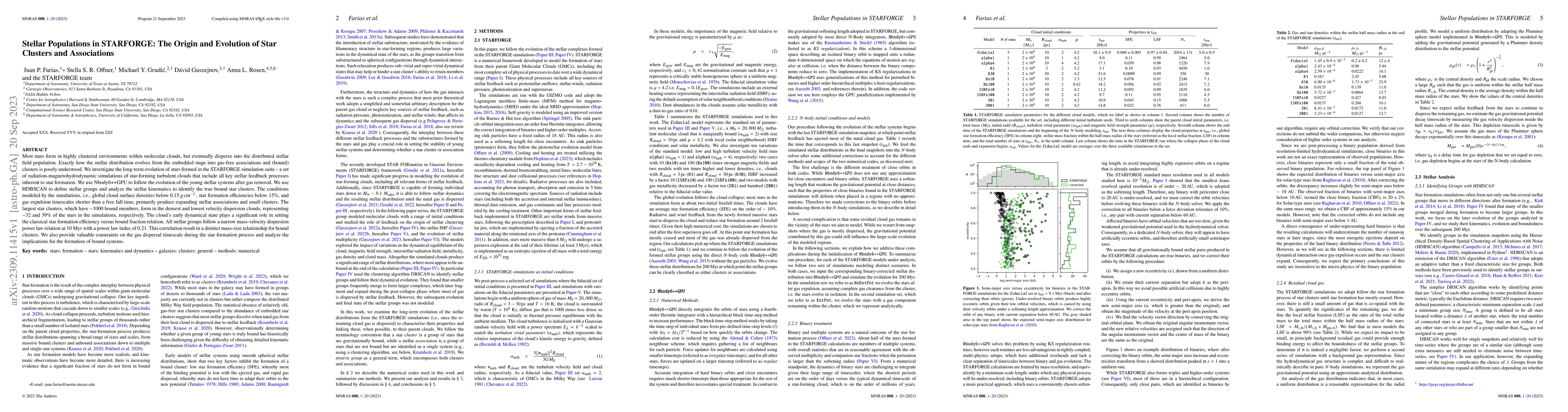 Thumbnail for Stellar Populations in STARFORGE: The Origin and Evolution of Star
  Clusters and Associations