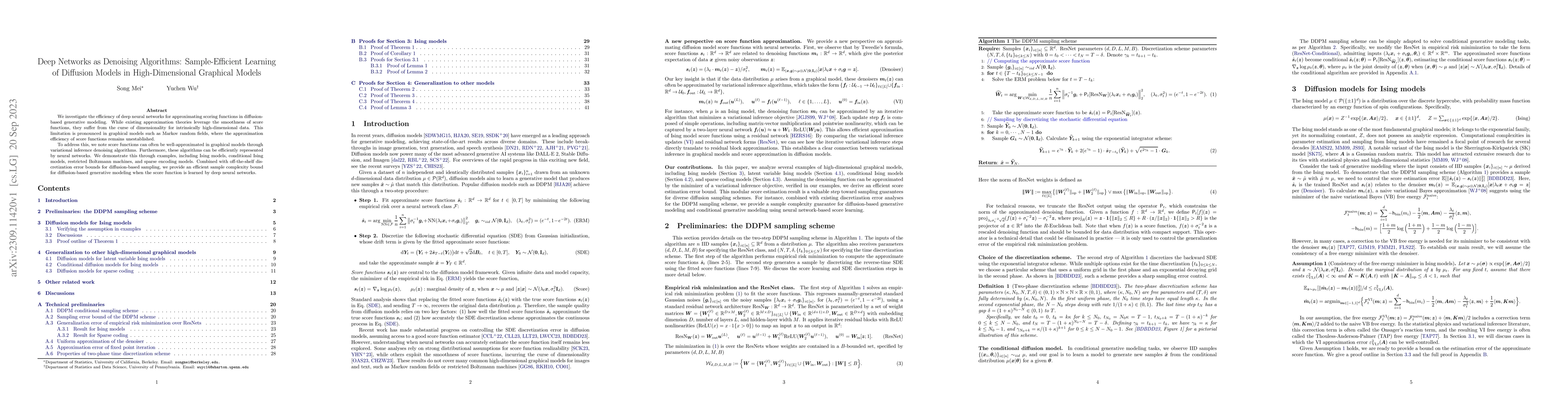 Thumbnail for Deep Networks as Denoising Algorithms: Sample-Efficient Learning of
  Diffusion Models in High-Dimensional Graphical Models