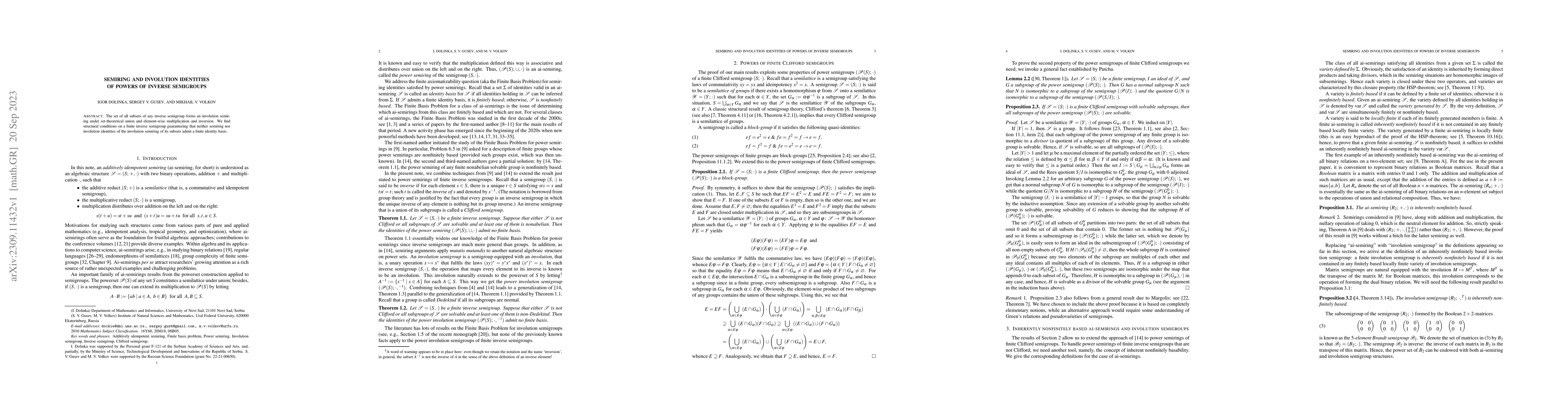 Thumbnail for Semiring and involution identities of powers of inverse semigroups