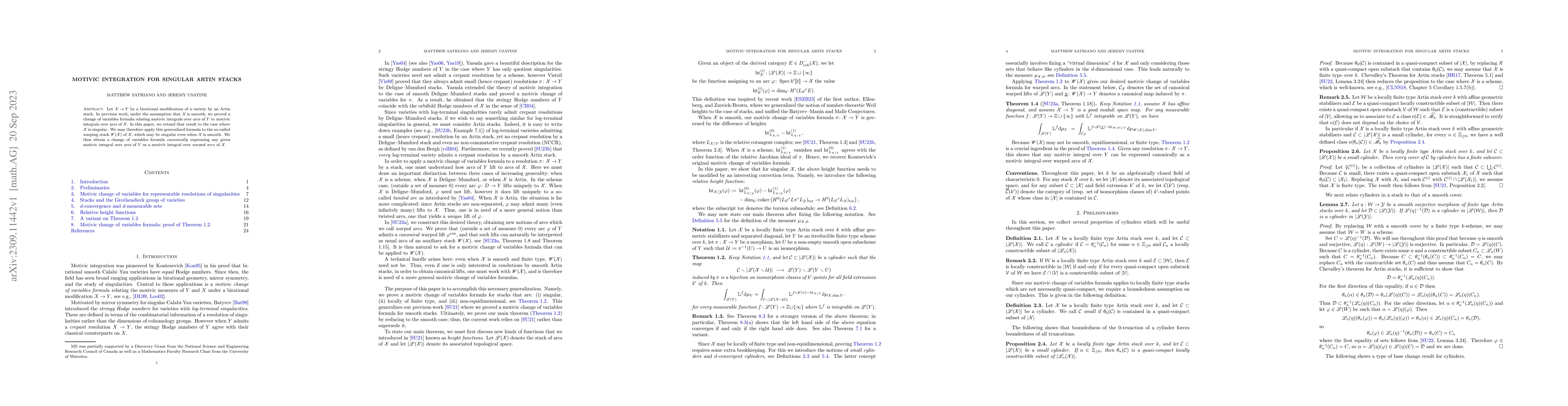Thumbnail for Motivic integration for singular Artin stacks