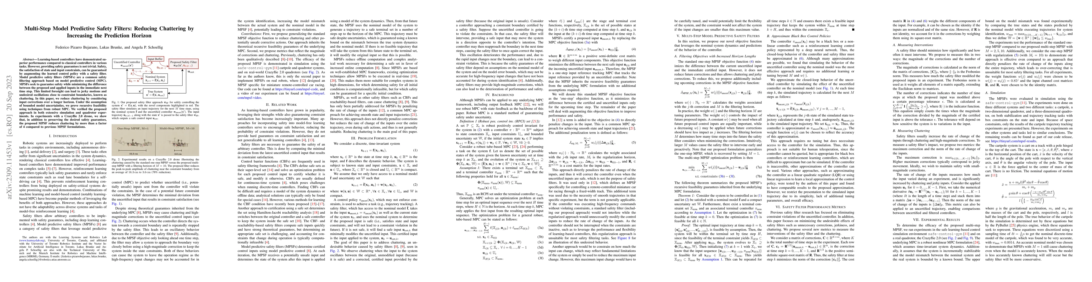 Thumbnail for Multi-Step Model Predictive Safety Filters: Reducing Chattering by
  Increasing the Prediction Horizon