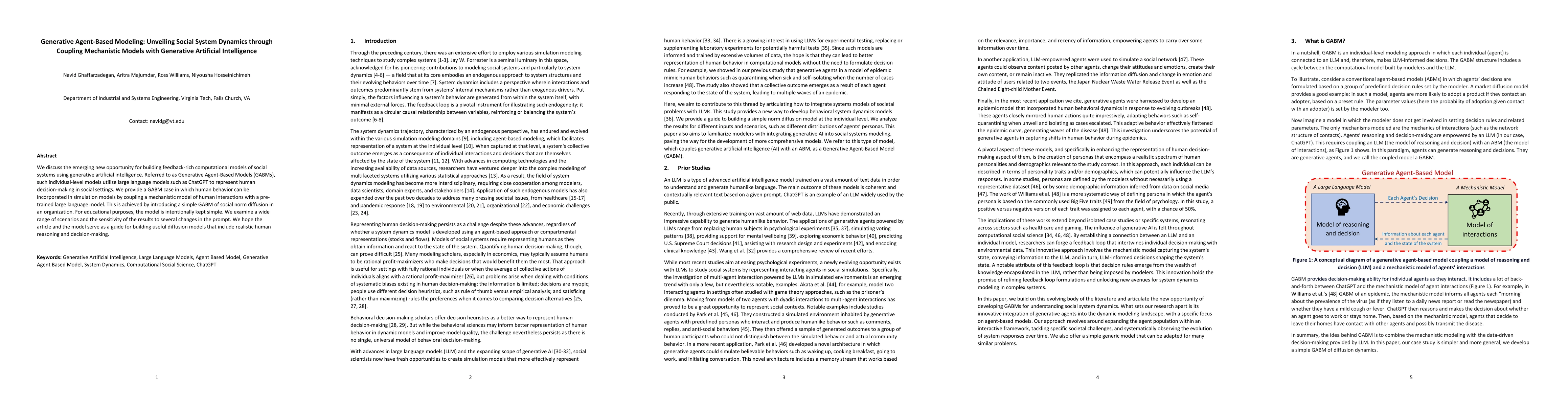 Thumbnail for Generative Agent-Based Modeling: Unveiling Social System Dynamics
  through Coupling Mechanistic Models with Generative Artificial Intelligence