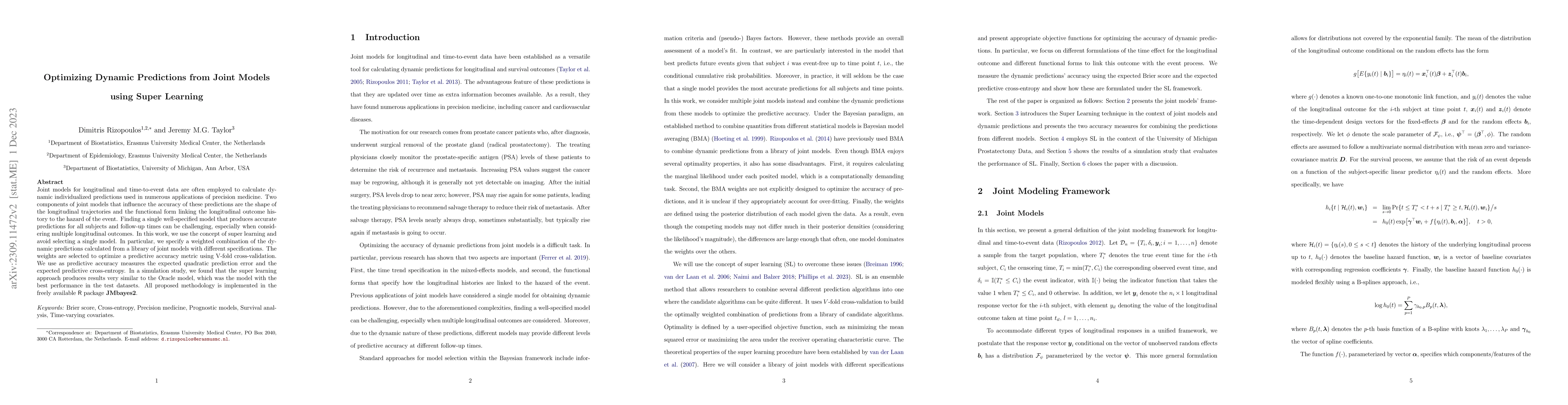 Thumbnail for Optimizing Dynamic Predictions from Joint Models using Super Learning