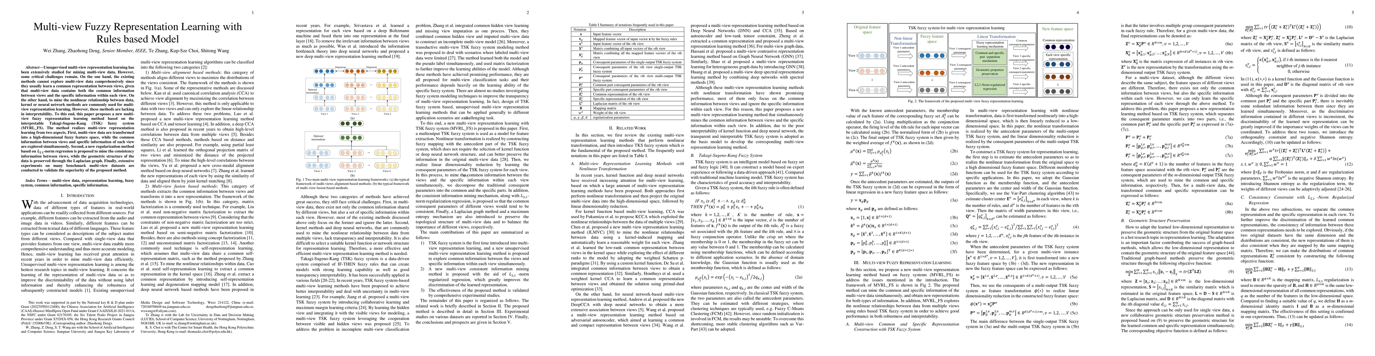 Thumbnail for Multi-view Fuzzy Representation Learning with Rules based Model