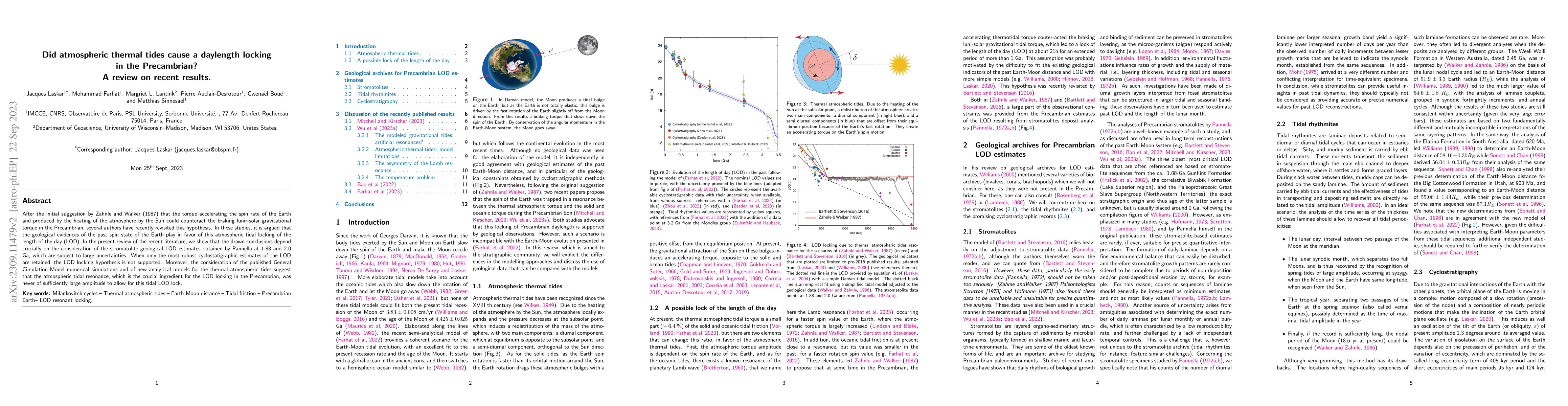Thumbnail for Did atmospheric thermal tides cause a daylength locking in the
  Precambrian? A review on recent results