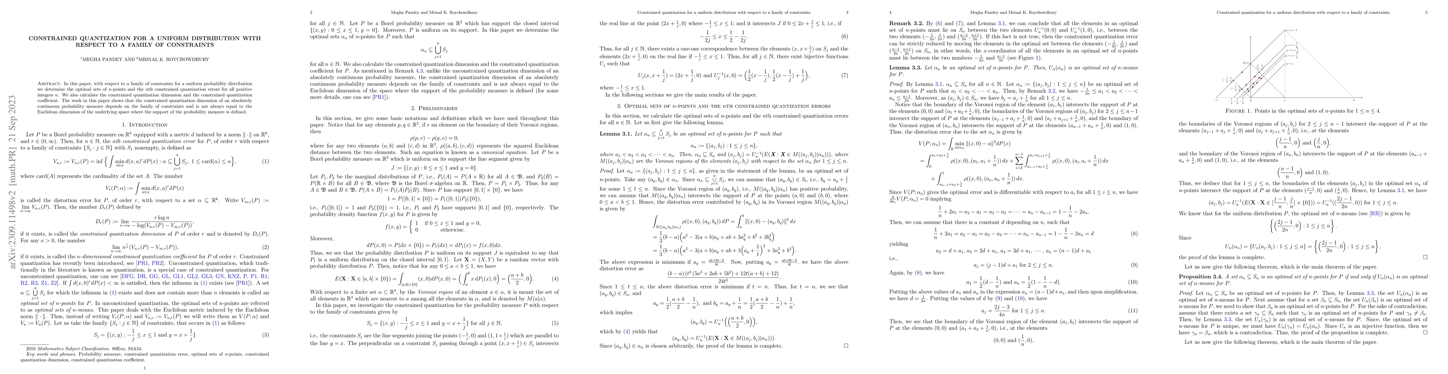 Thumbnail for Constrained quantization for a uniform distribution with respect to a
  family of constraints