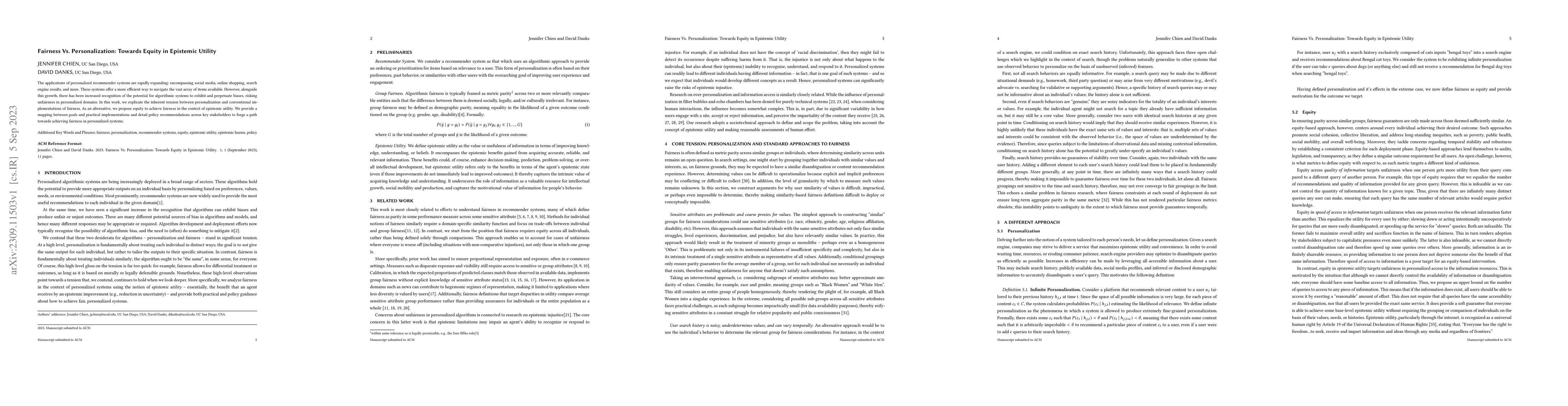 Thumbnail for Fairness Vs. Personalization: Towards Equity in Epistemic Utility