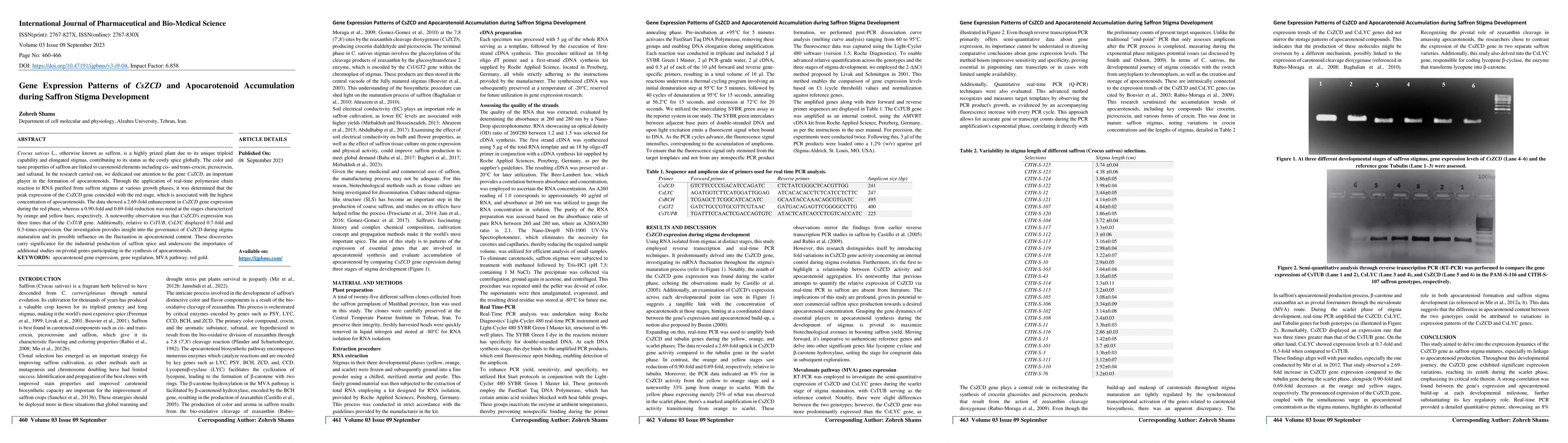 Thumbnail for Gene Expression Patterns of CsZCD and Apocarotenoid Accumulation during
  Saffron Stigma Development