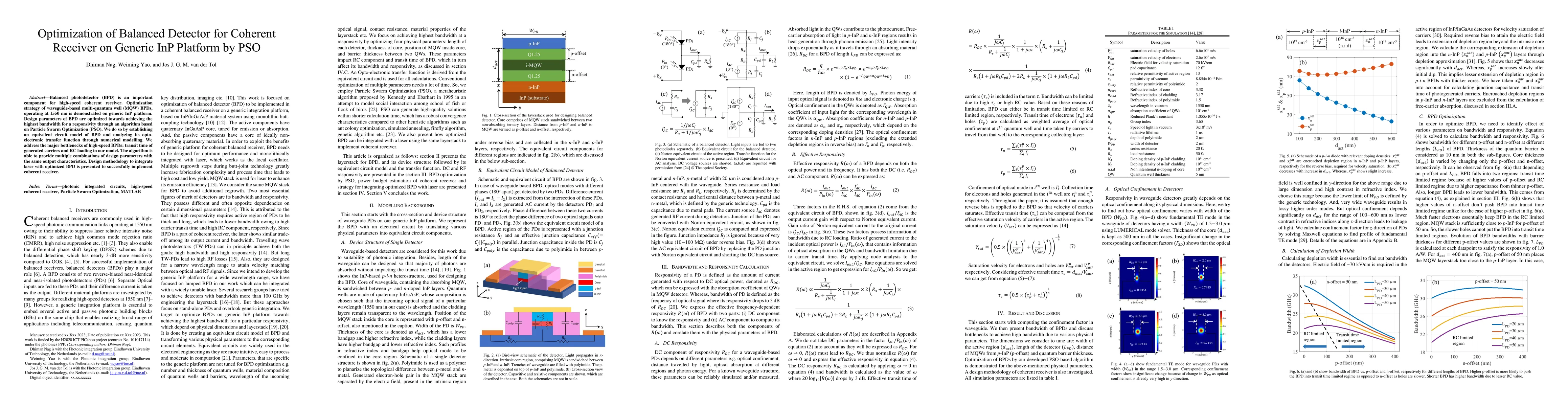 Thumbnail for Optimization of Balanced Detector for Coherent Receiver on Generic InP
  Platform by PSO