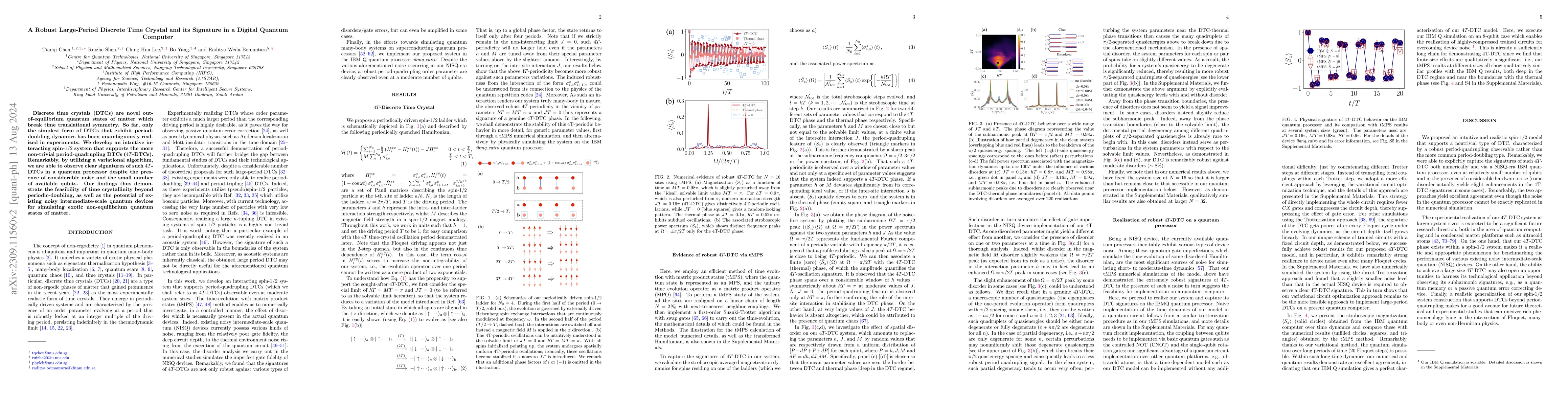 Thumbnail for A Robust Large-Period Discrete Time Crystal and its Signature in a
  Digital Quantum Computer