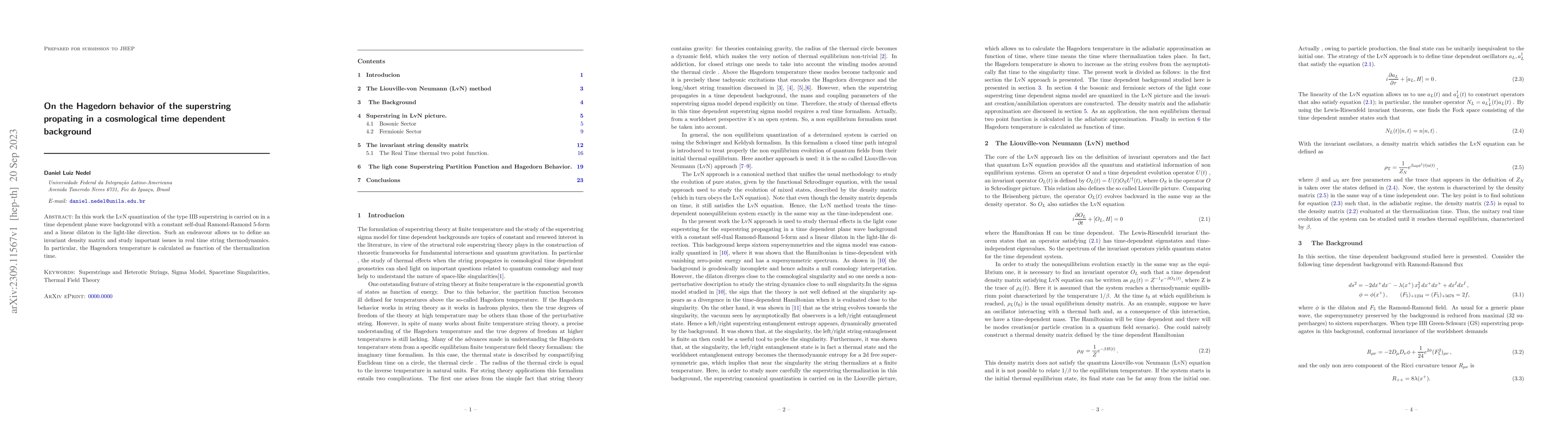 Thumbnail for On the Hagedorn behavior of the superstring propating in a cosmological
  time dependent background