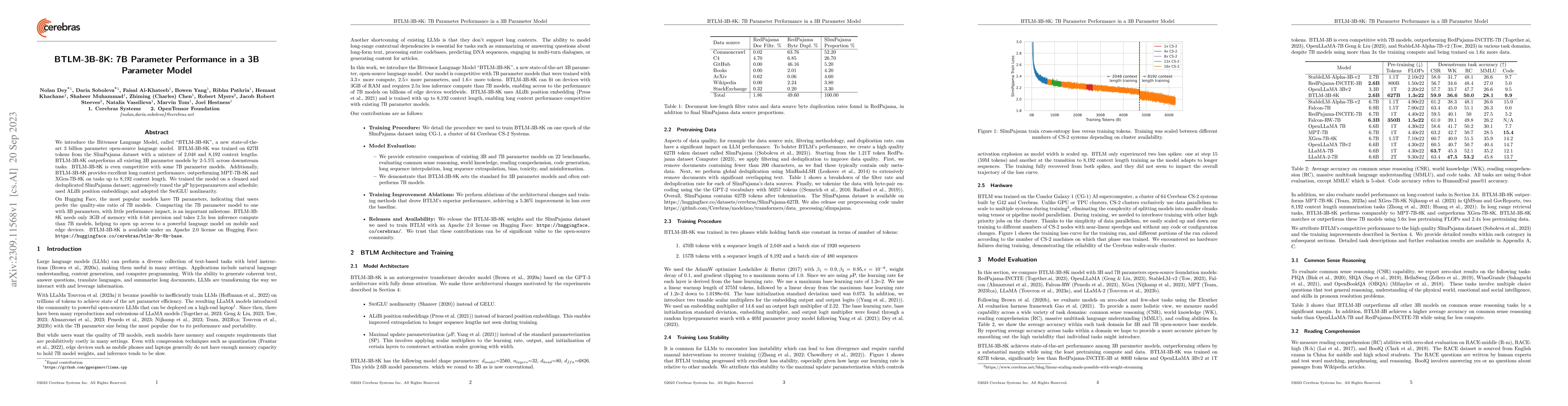 Thumbnail for BTLM-3B-8K: 7B Parameter Performance in a 3B Parameter Model